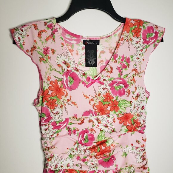 NWOT Speechless Girls 16 Pink Floral Sleeveless Dress Rare Vintage Stretch - Picture 3 of 9